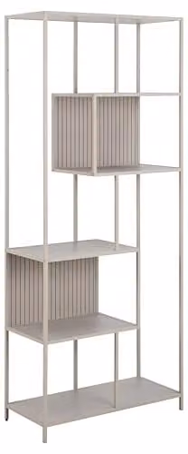 AC Design Furniture Jörn 5-Shelf Unit in Grey with Powder-Coated Steel Frame and Melamine Shelves, W/D/H: 77 x 35 x 185 cm