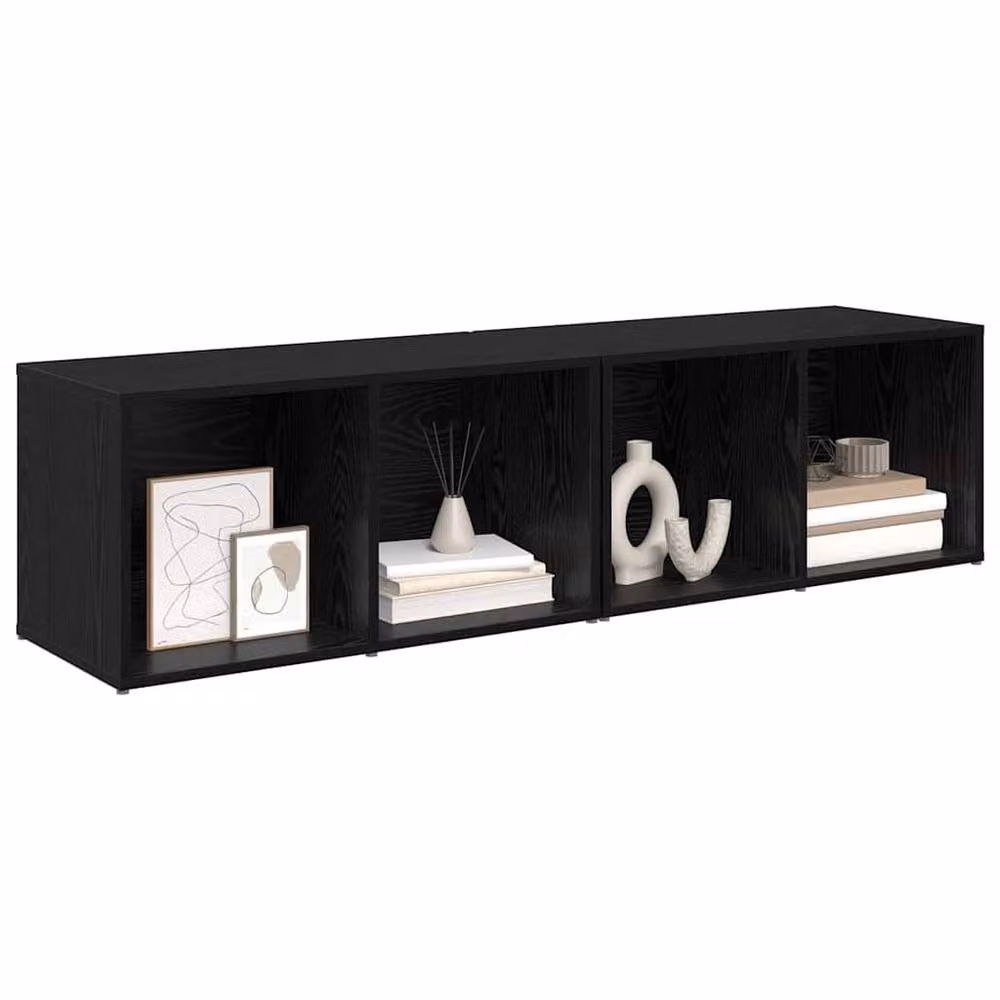 Berkfield Home 2 Piece Black Oak Engineered Wood Cube Storage Set – 3