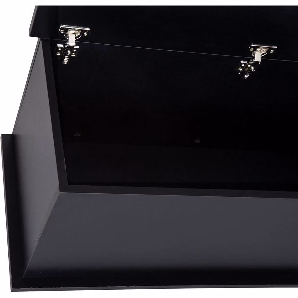 FORGEVIO Black Wooden Ottoman Storage Box for Blankets – 3