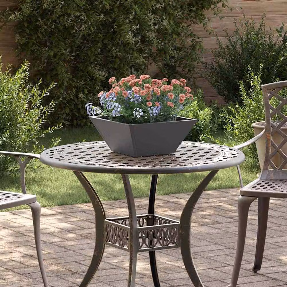 Berkfield Home Black Steel Garden Bowl Planter, W/D/H: 35 x 35 x 15 cm – 2