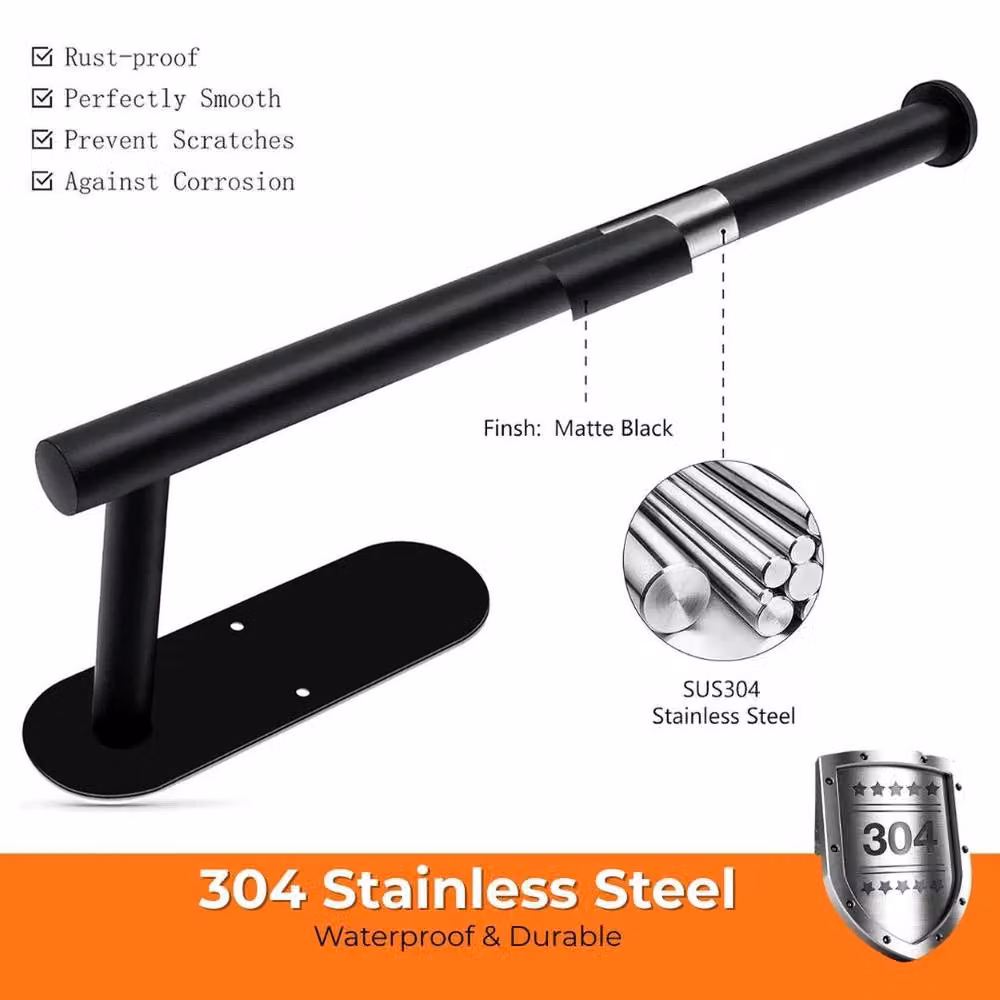 SPETLEK Self-Adhesive Wall Mounted Stainless Steel Paper Towel Holder, Black – 2
