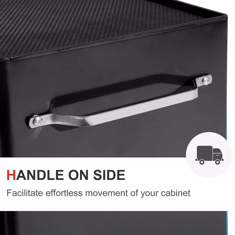 NESTLUNE 5-Drawer Lockable Steel Tool Storage Cabinet with Wheels, Black, W/D/H: 100 x 82.5 x 33 cm – 4