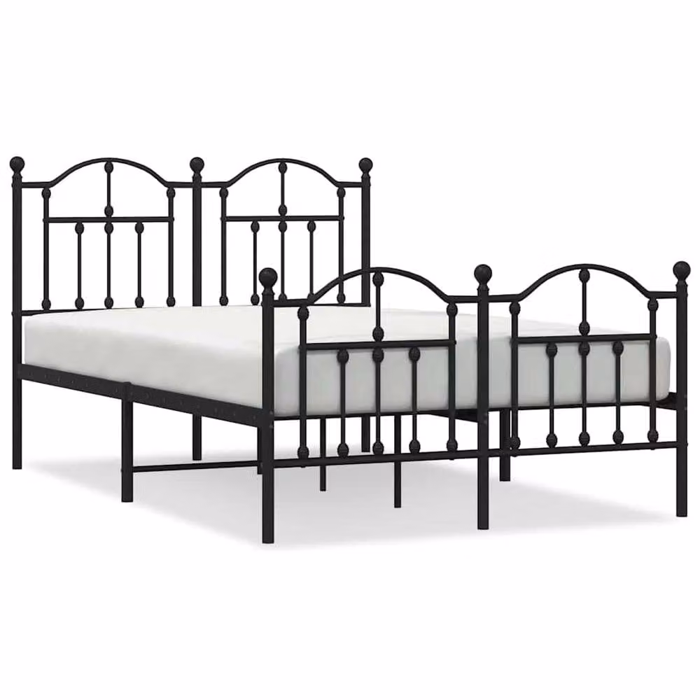 Berkfield Home Metal Bed Frame with Headboard and Footboard in Black, W/D/H: 120 x 200 cm – 3
