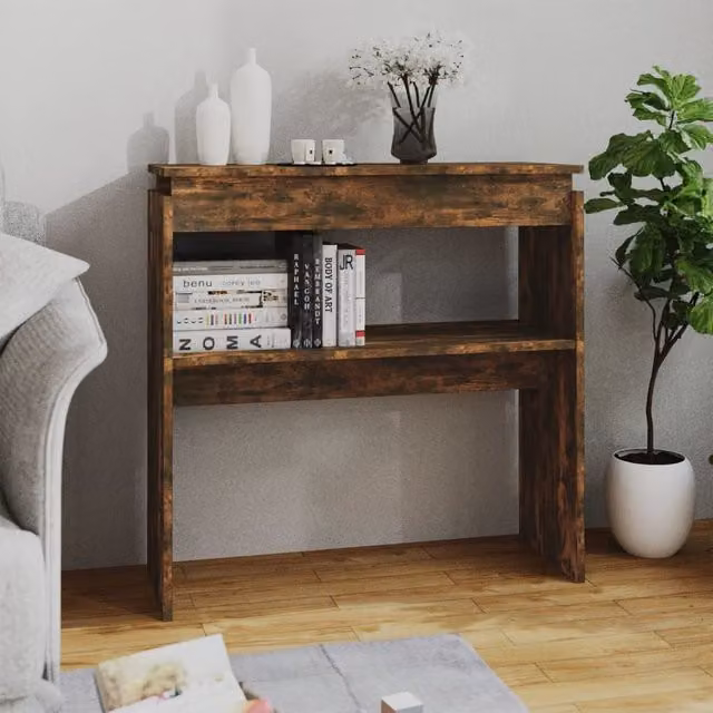 Berkfield Home Smoked Oak Console Table in Brown, W/D/H: 80 x 30 x 80 cm – 1