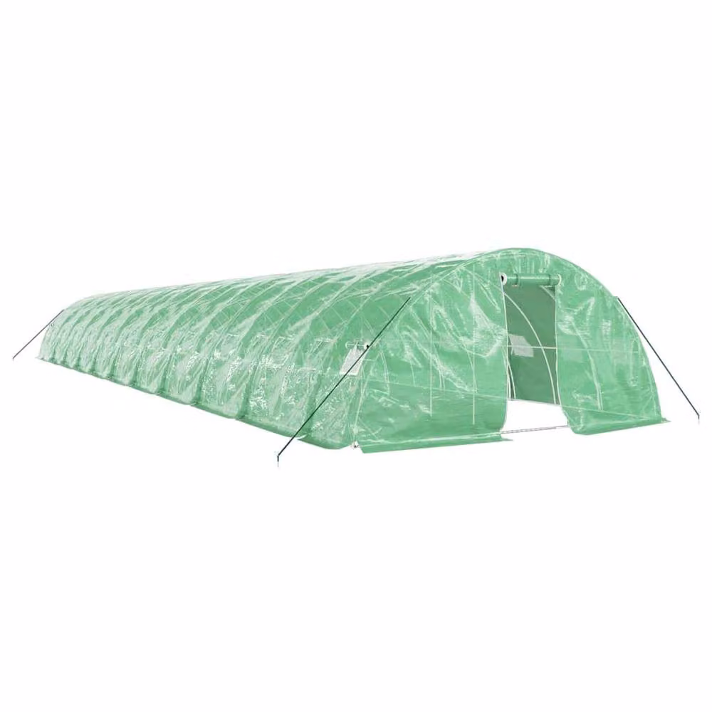 Berkfield Home Green Steel Frame Greenhouse with Plastic Cover, W/D/H: 22 x 5 x 2.3 m – 2