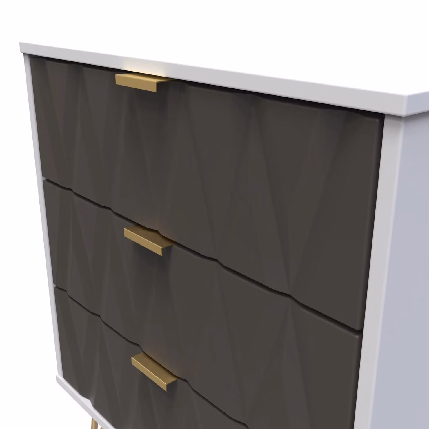 2 U Dallas 3 Drawer Chest in Dark Grey with Gold Accents, Ready Assembled – 3