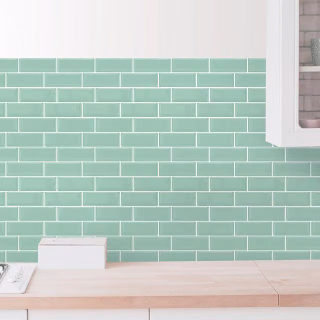 WALPLUS Green Geometric 3D Adhesive Tile Stickers