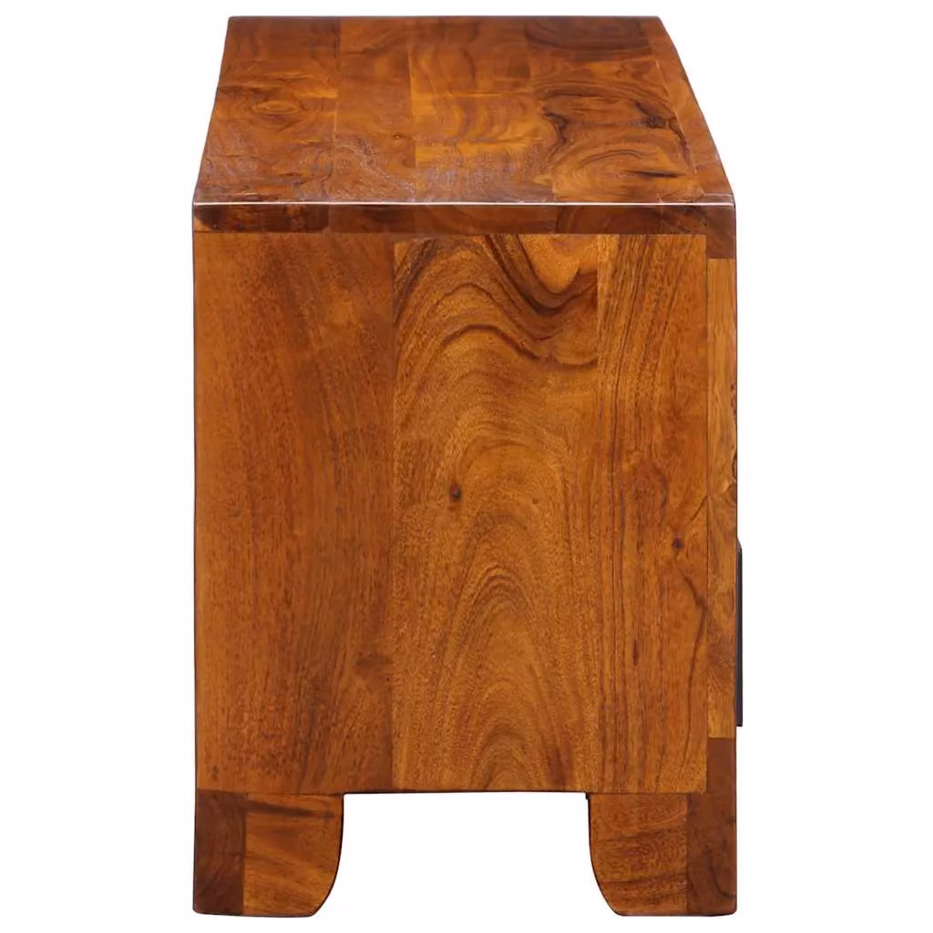 Berkfield Home Multicolour Solid Acacia Wood TV Cabinet W: 110 cm, D: 30 cm, H: 40 cm – 3