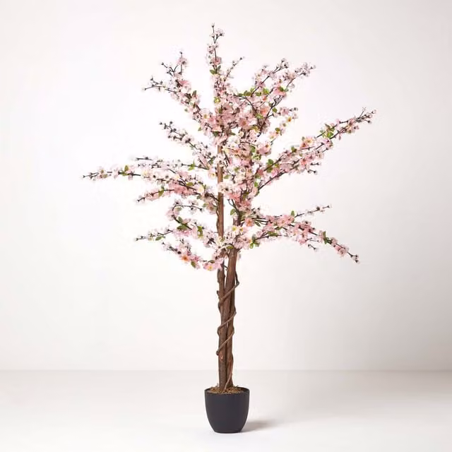 Homescapes Artificial Pink Silk Blossom Tree, Height: 152.4 cm