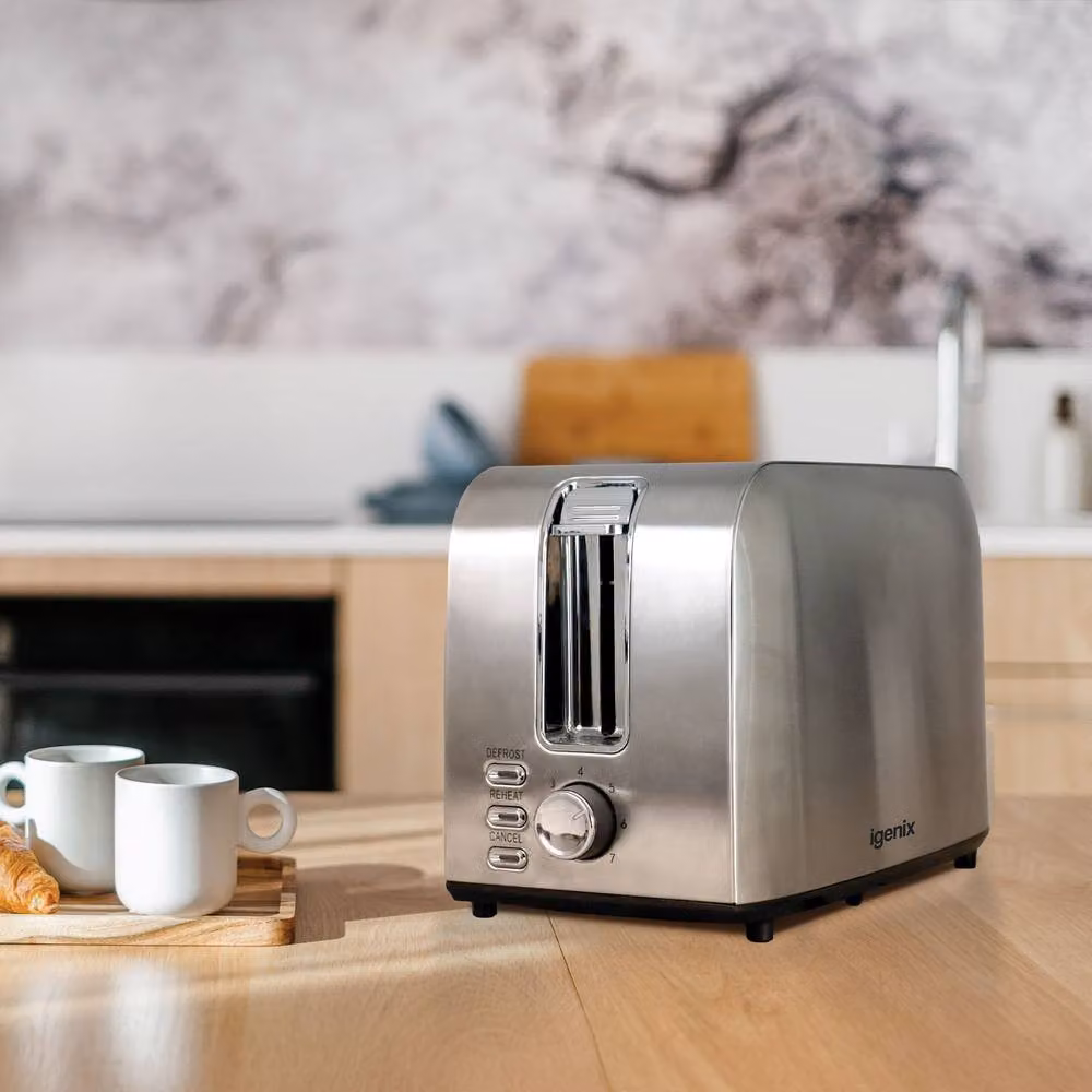Igenix 2 Slice Stainless Steel Toaster with 750W Power in Silver – 6