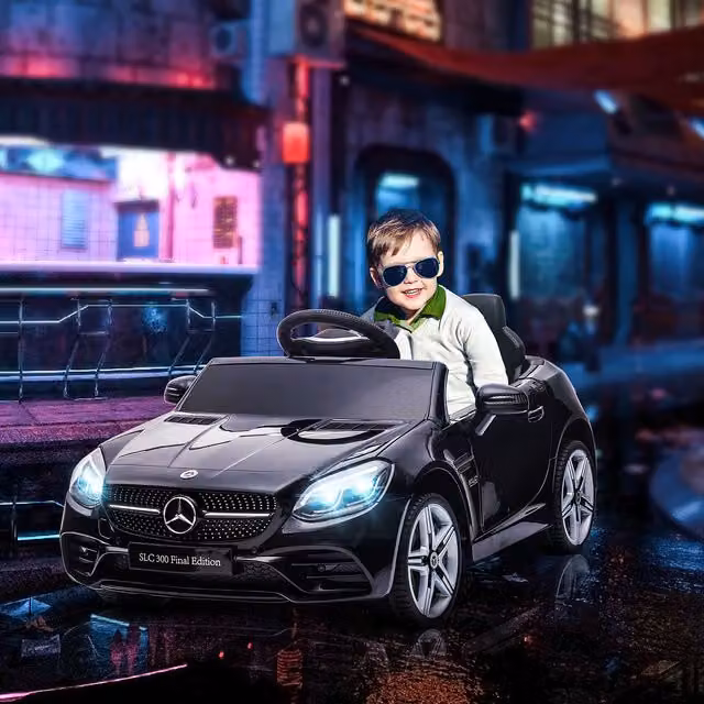 AIYAPLAY Mercedes Benz 12V Kids Electric Ride On Car with Light and Sound, Black