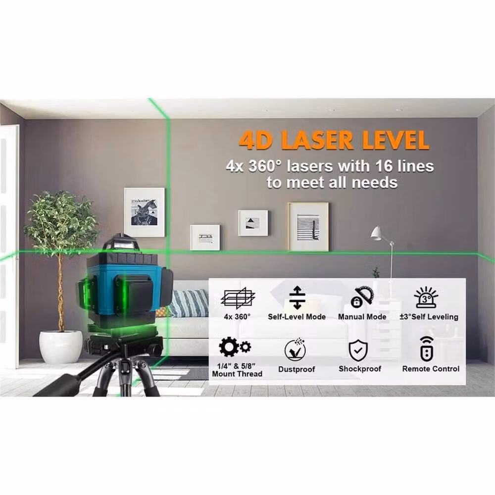 Nordara 2026 4D 16 Lines Green Laser Spirit Level with 360 Degree Self Leveling – 4