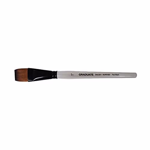 Daler-Rowney Graduate Multi-Technique Flat Wash Brush with Synthetic Hair and Short Handle, 1in, Multicolour
