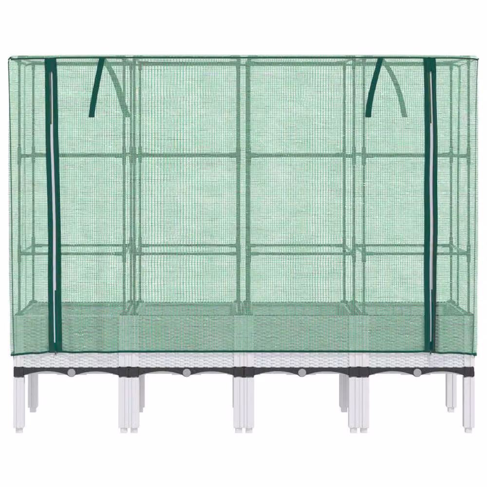 Berkfield Home Raised Bed with Greenhouse Cover in White Rattan Look, W/D/H: 160 x 40 x 140 cm – 3