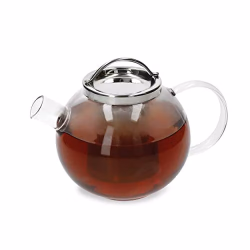 La Cafetiere Transparent Glass Teapot with Stainless Steel Infuser and Drip Free Spout, 1 l