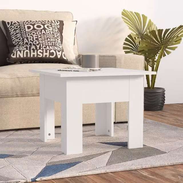 Berkfield Home Modern White Square Coffee Table, W/D/H: 55 x 55 x 42 cm – 1