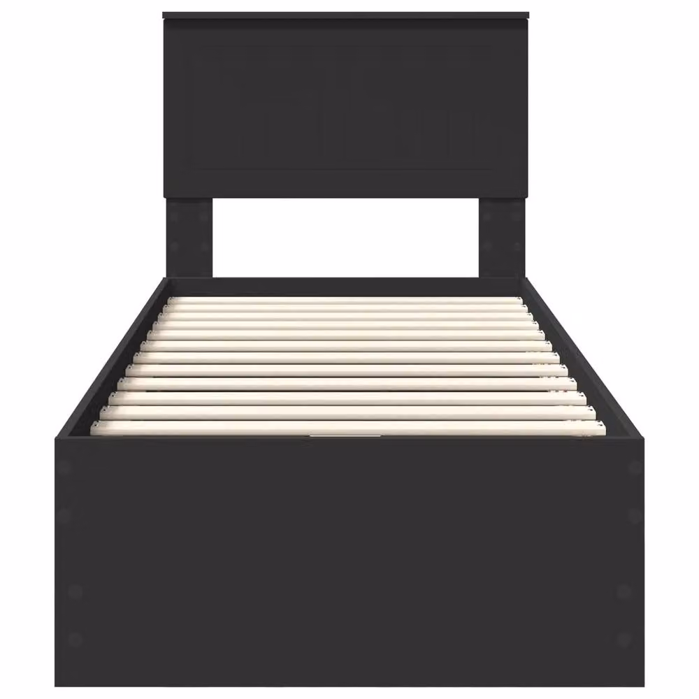 Berkfield Home Modern Bed Frame with Drawer in Black, Engineered Wood, W: 75 cm, L: 190 cm – 5