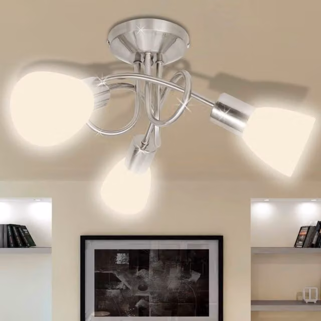 Berkfield Home Modern White Ceiling Lamp with Transparent Glass Shades for 3 x E14 Bulbs