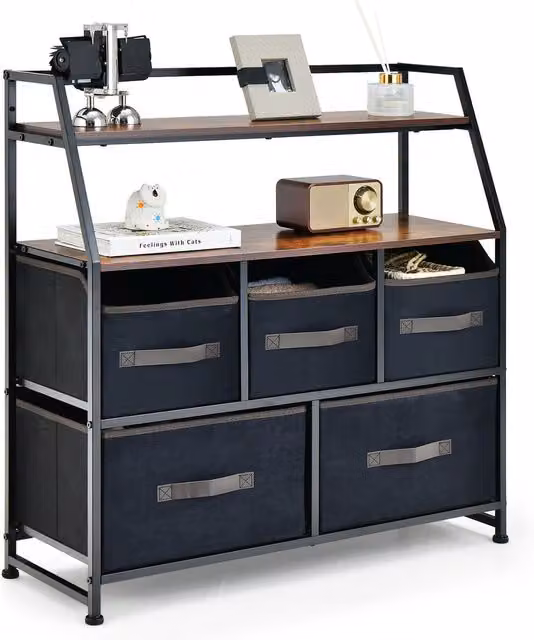 Costway Industrial Freestanding Metal Storage Chest Organizer in Black and Brown