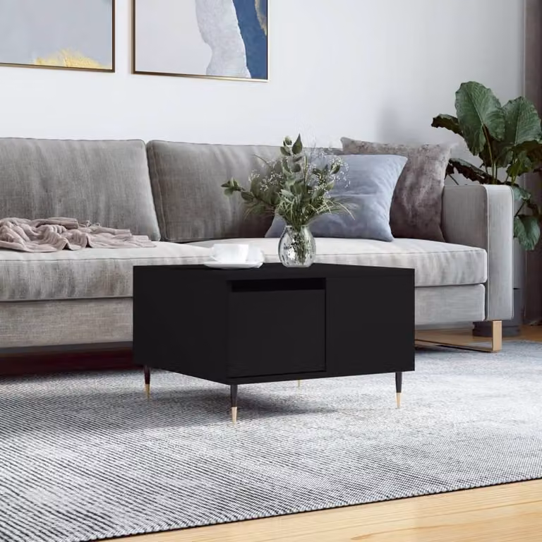 Berkfield Home Modern Black Square Coffee Table W/D/H: 55 x 55 x 36.5 cm