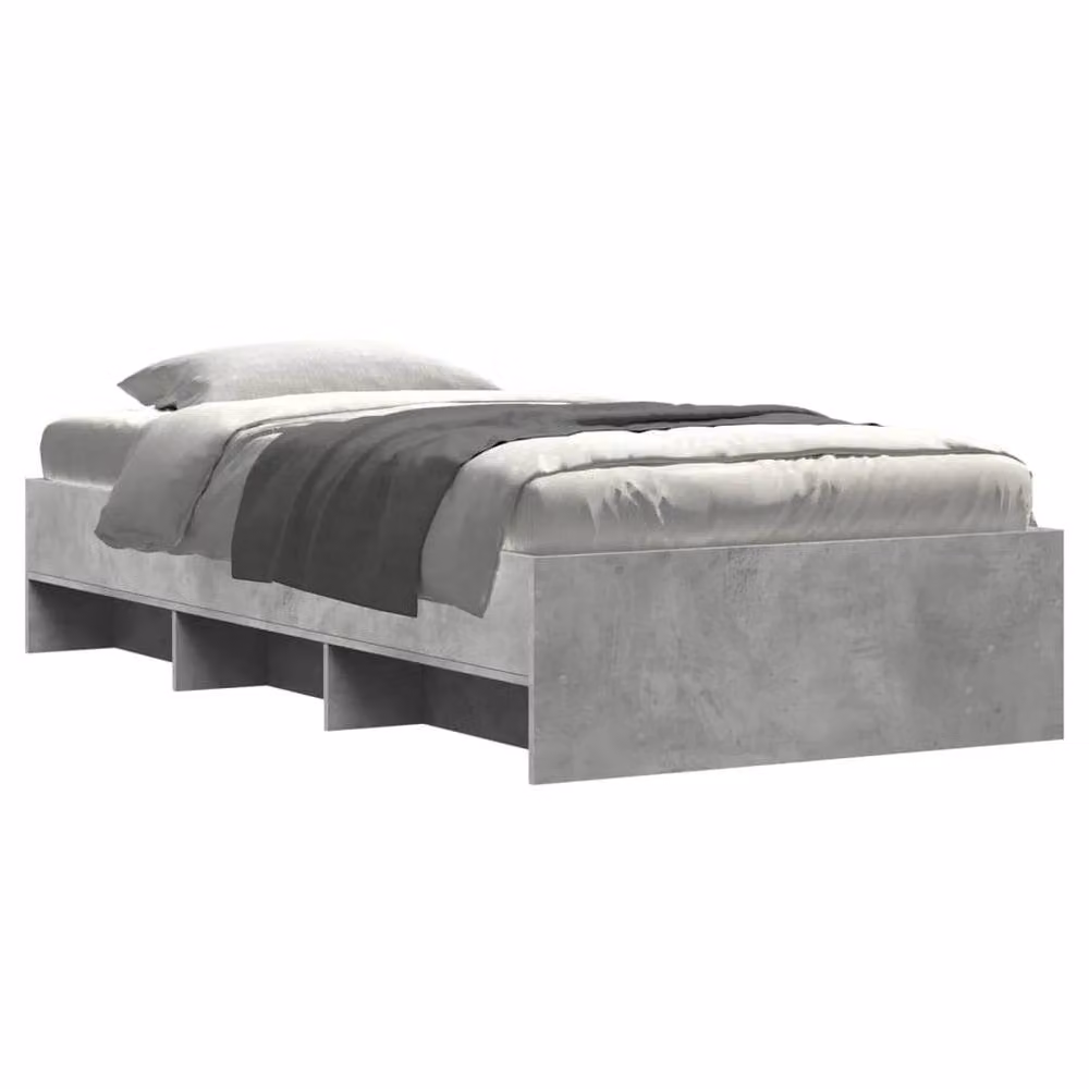 Berkfield Home Bed Frame in Concrete Grey, Engineered Wood, W/D/H: 100 x 200 x 35 cm – 3