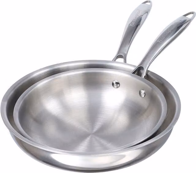 Buckingham Elite Tri Stainless Steel Frying Pan Set of 2, Silver