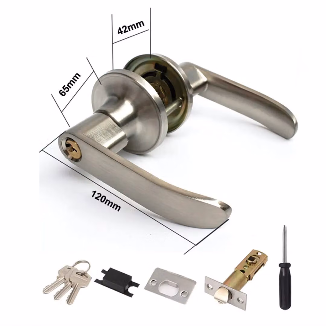 SPETLEK Three-Handle Home Entry Lever Door Lock Set in Silver Stainless Steel – 2