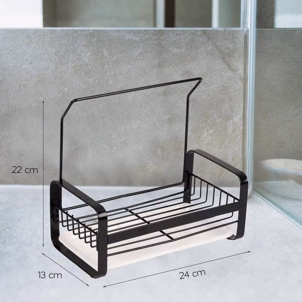 Top 3 Large Kitchen Sink Caddy Organiser with Drying Rack in Black Stainless Steel – 3