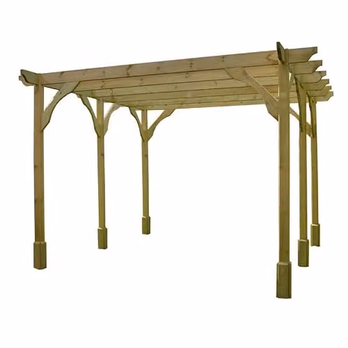 Buttercup Farm Premium 6 Post Wood Pergola in Light Green, W540 x D180 x H270 cm