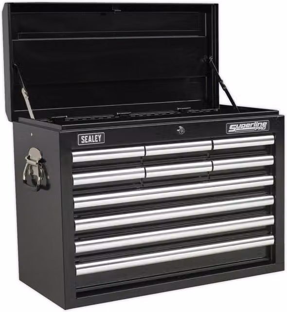Loops 10 Drawer Lockable Tool Chest Storage Cabinet, Black, W: 66.0 cm, D: 31.5 cm, H: 48.5 cm