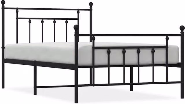 Berkfield Home Metal Bed Frame with Headboard and Footboard in Black, W/D/H: 100 x 200 cm – 1