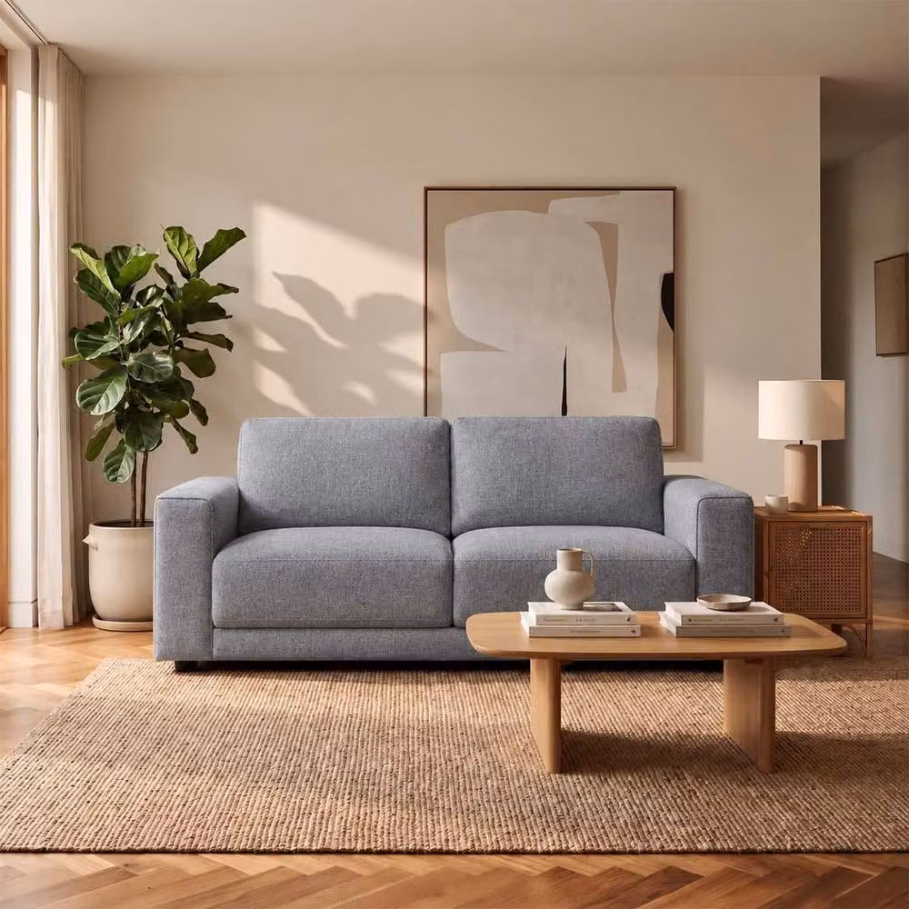 Furnishings For Less UK Melrose 2 Seater Grey Fabric Sofa with Removable Back Cushions – 2