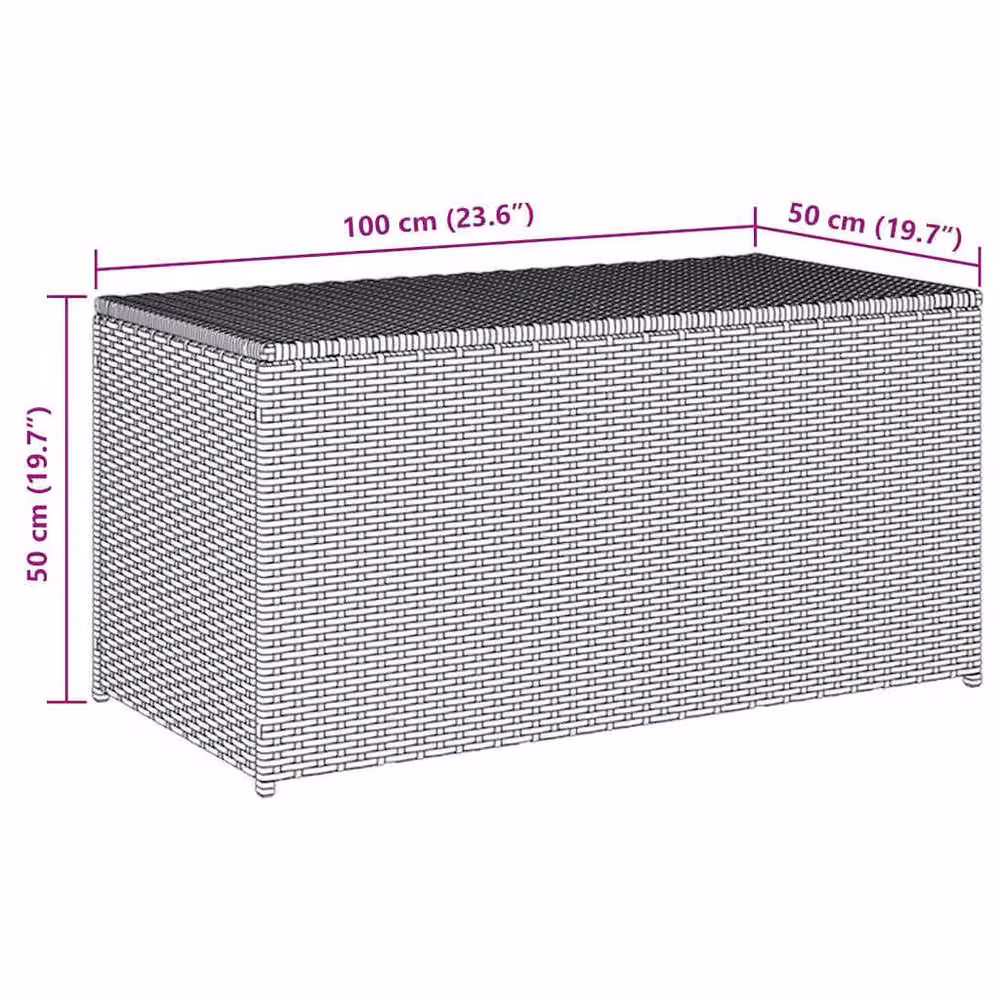 Berkfield Home Garden Storage Box in Black Poly Rattan and Steel, W/D/H: 100 x 50 x 50 cm – 5