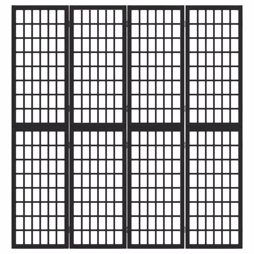 Berkfield Home Japanese Style 4-Panel Folding Room Divider, Black, W: 160 cm, H: 170 cm – 3