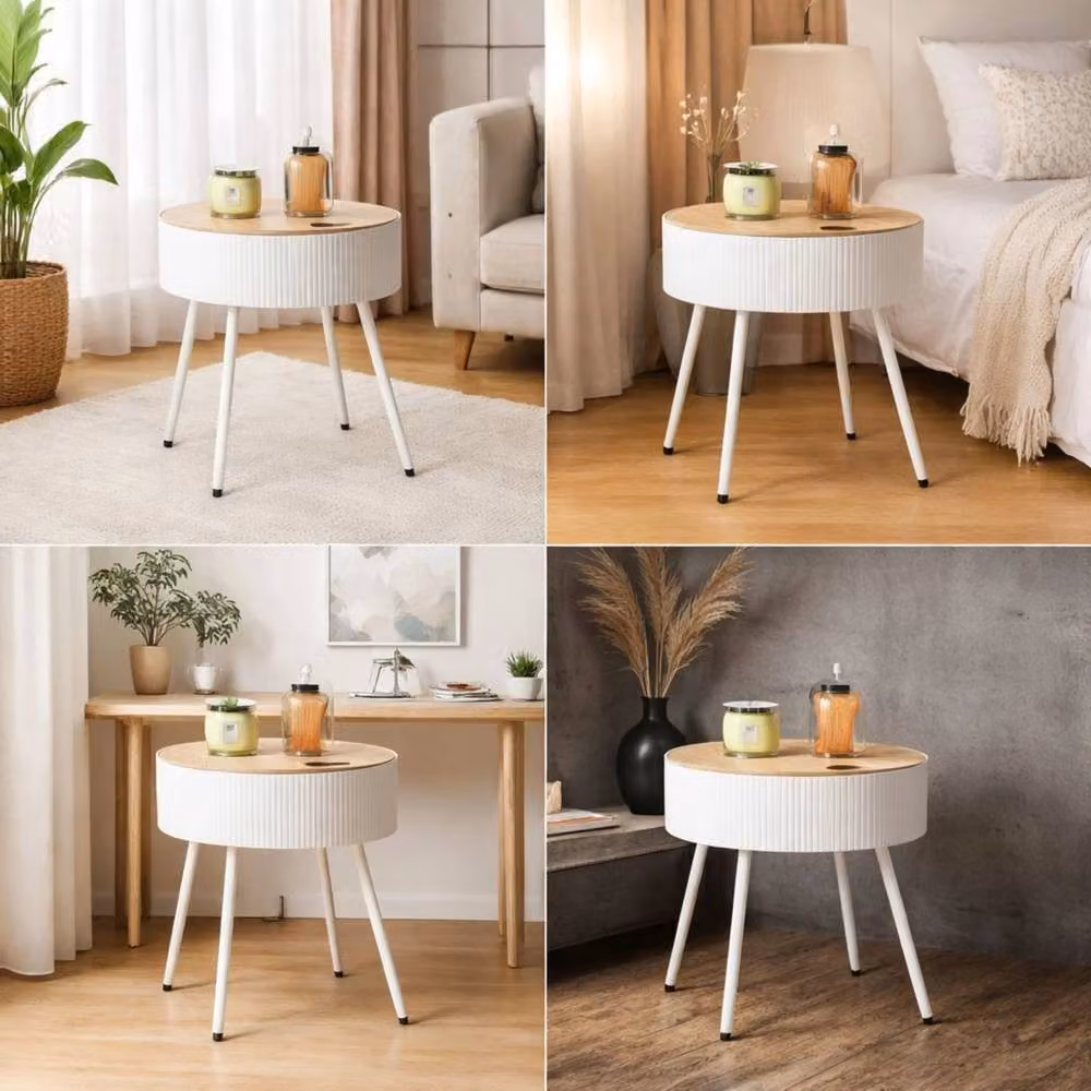 EONLION White Round Lift Top Coffee Table with Hidden Storage – 3