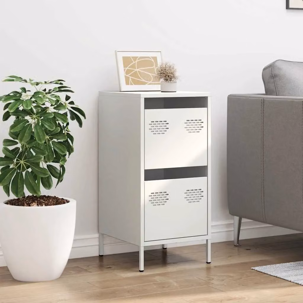 Berkfield Home White Matt Metal Sideboard, W/D/H: 35 x 39 x 73.5 cm – 2