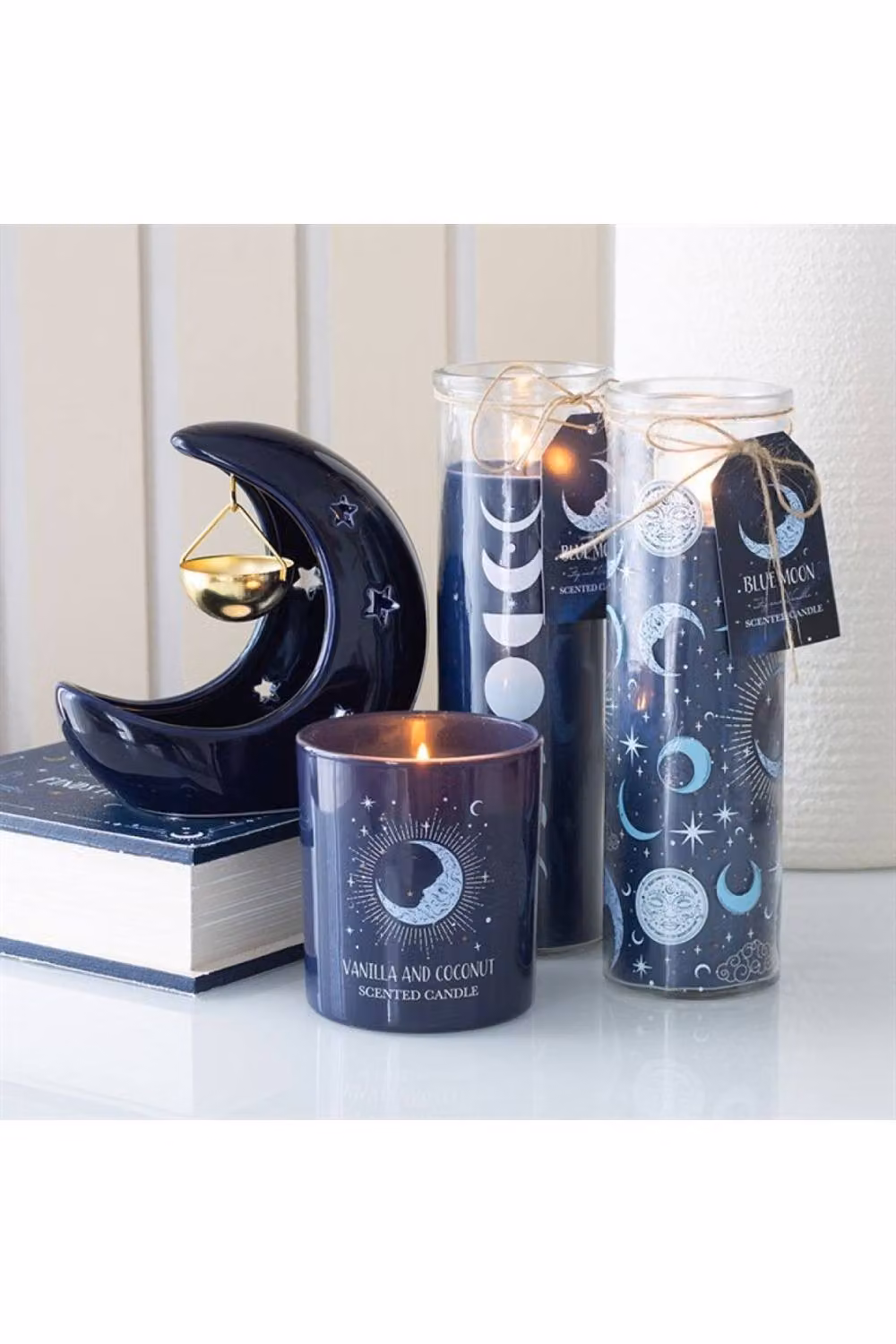 KDMD Blue Moon Phase Fig and Vanilla Scented Glass Candle with 55 Hour Burn Time – 3