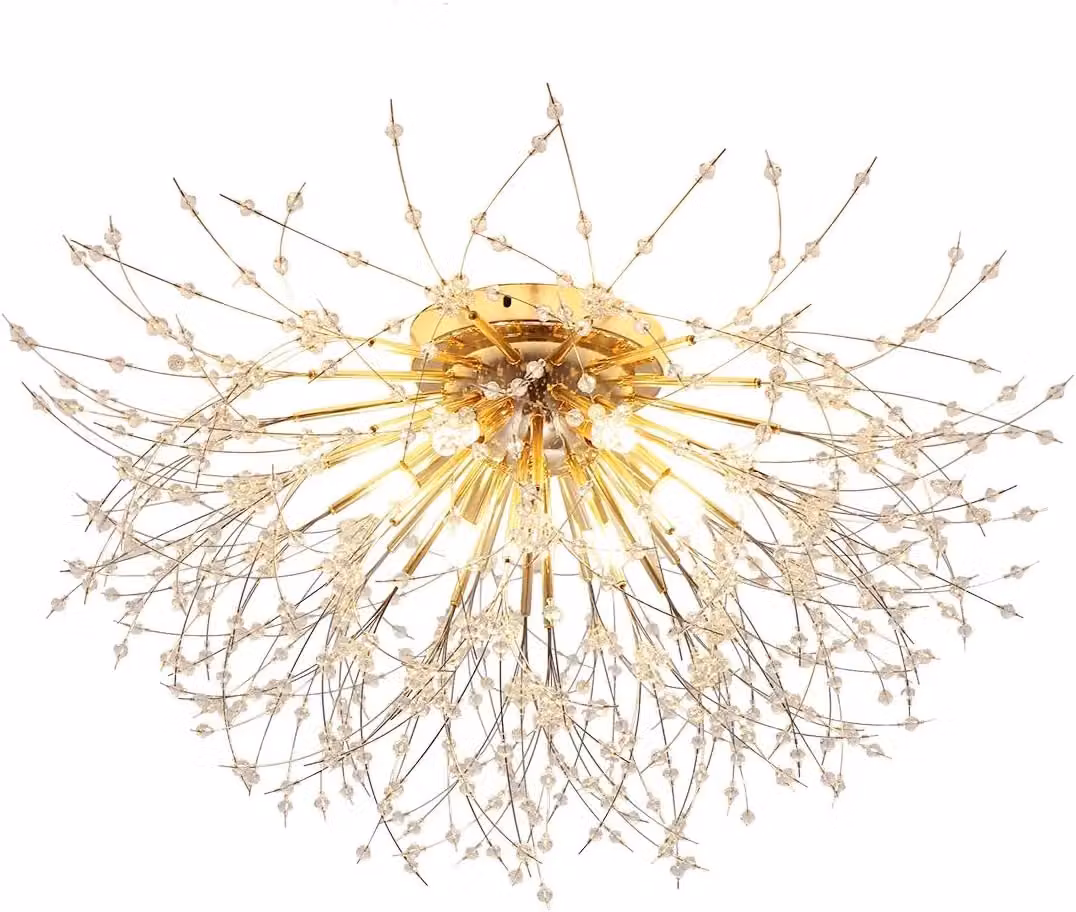 Garwarm 6-Light Gold Sputnik Semi Flush Mount Crystal Ceiling Light – 2