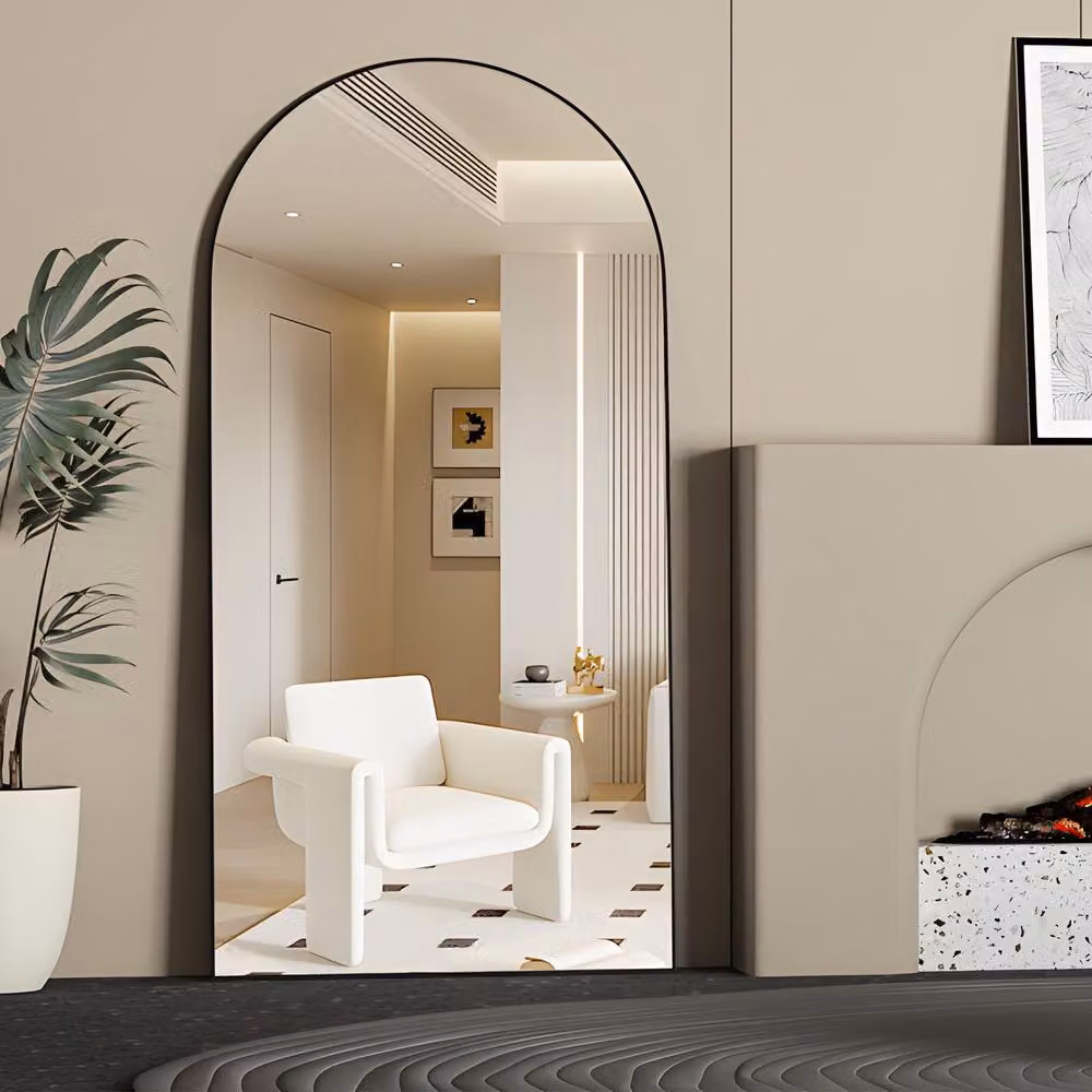 CASSILANDO Modern Arched Full Length Mirror in Gold and Black, H 180 cm x W 80 cm – 2