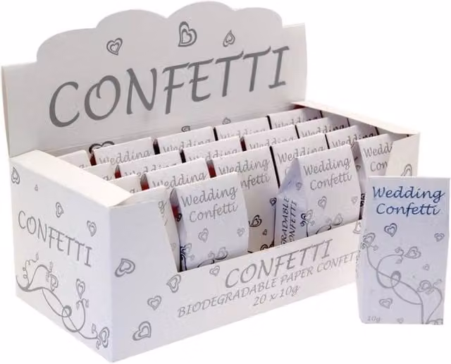 KDMD White and Silver Heart Shaped Paper Tissue Confetti 10 Pack for Weddings, Birthdays and Parties