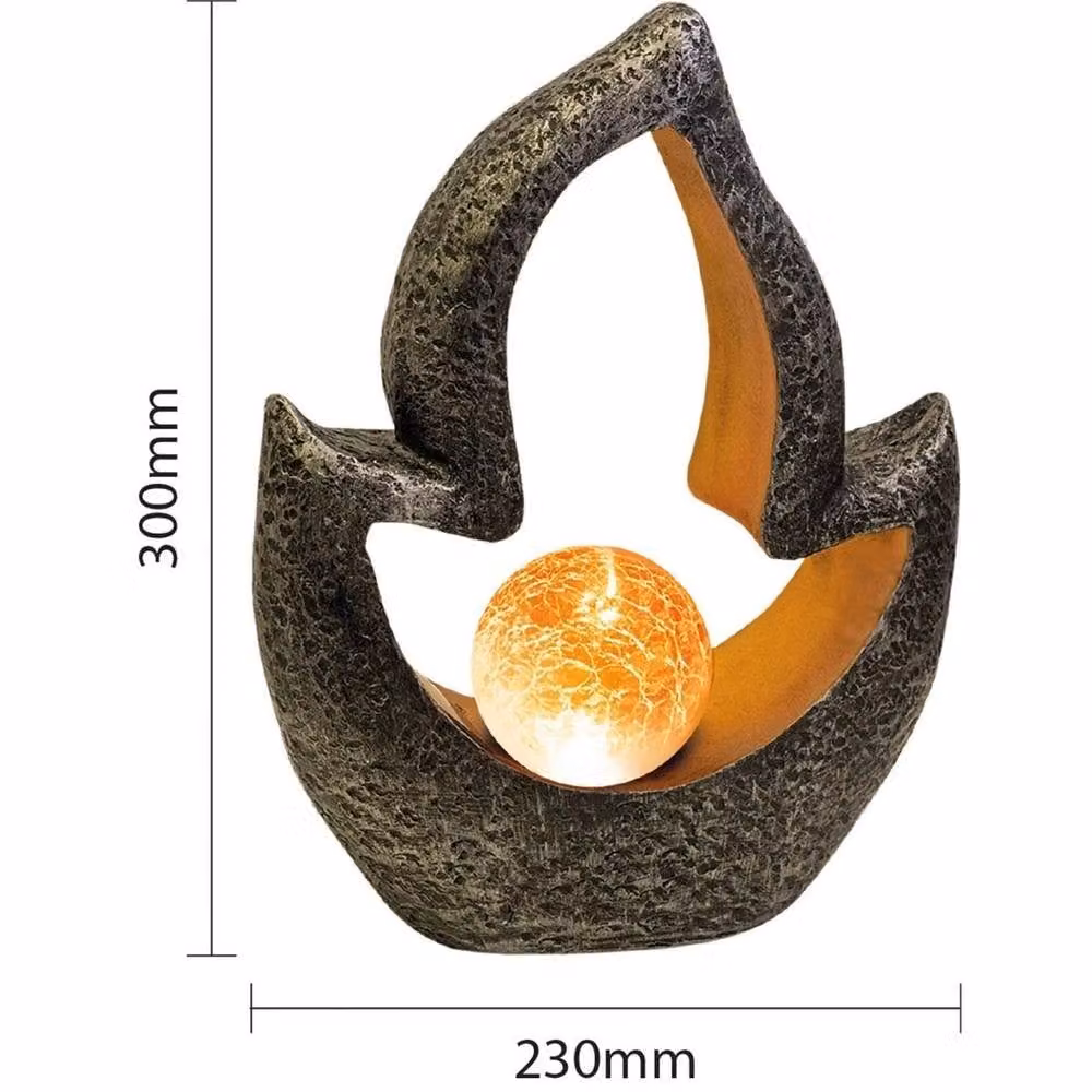 NESTLUNE Solar Powered LED Resin Garden Ornament Flame Light in Dark Grey, H 100 cm x W 15 cm – 2