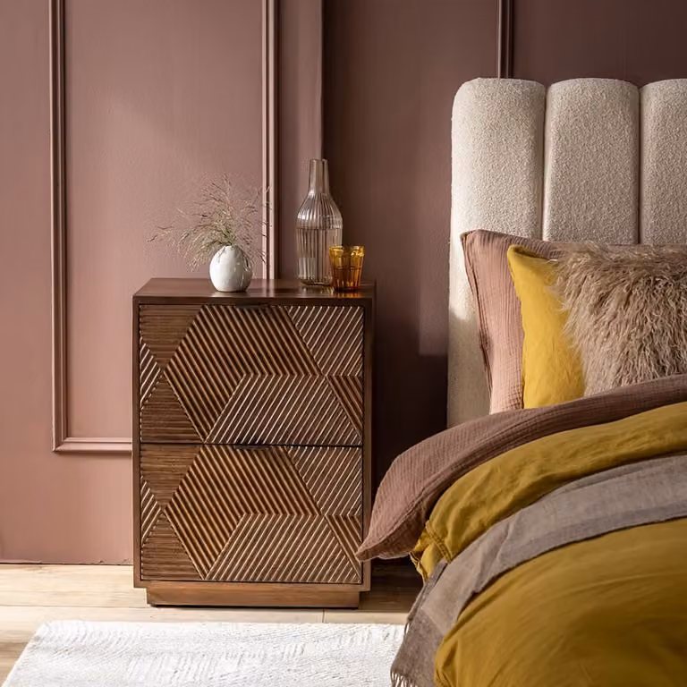 Atkin & Thyme Tessa Bedside Table in Brown, W/D/H: 38 x 50 x 66 cm