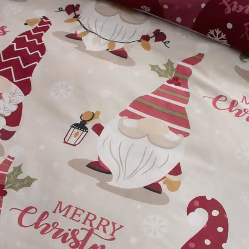 Catherine Lansfield Christmas Gonks Reversible Double Duvet Cover and Pillowcase Set in Purple, W/D/H: 200 x 200 cm – 3