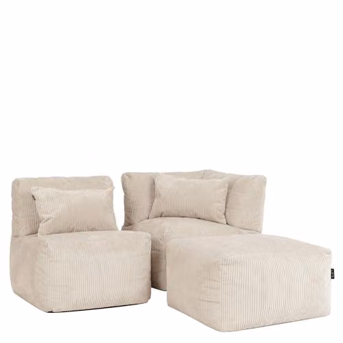 icon Noa 3 Seater Bean Bag Sofa in Beige with EPS Polystyrene Filling – 1