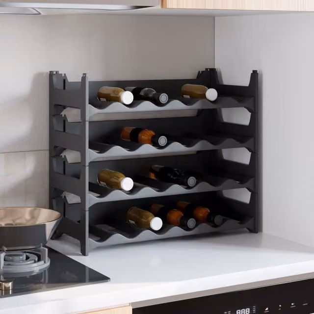 Berkfield Home Stackable Wine Rack for 24 Bottles in Matt Black