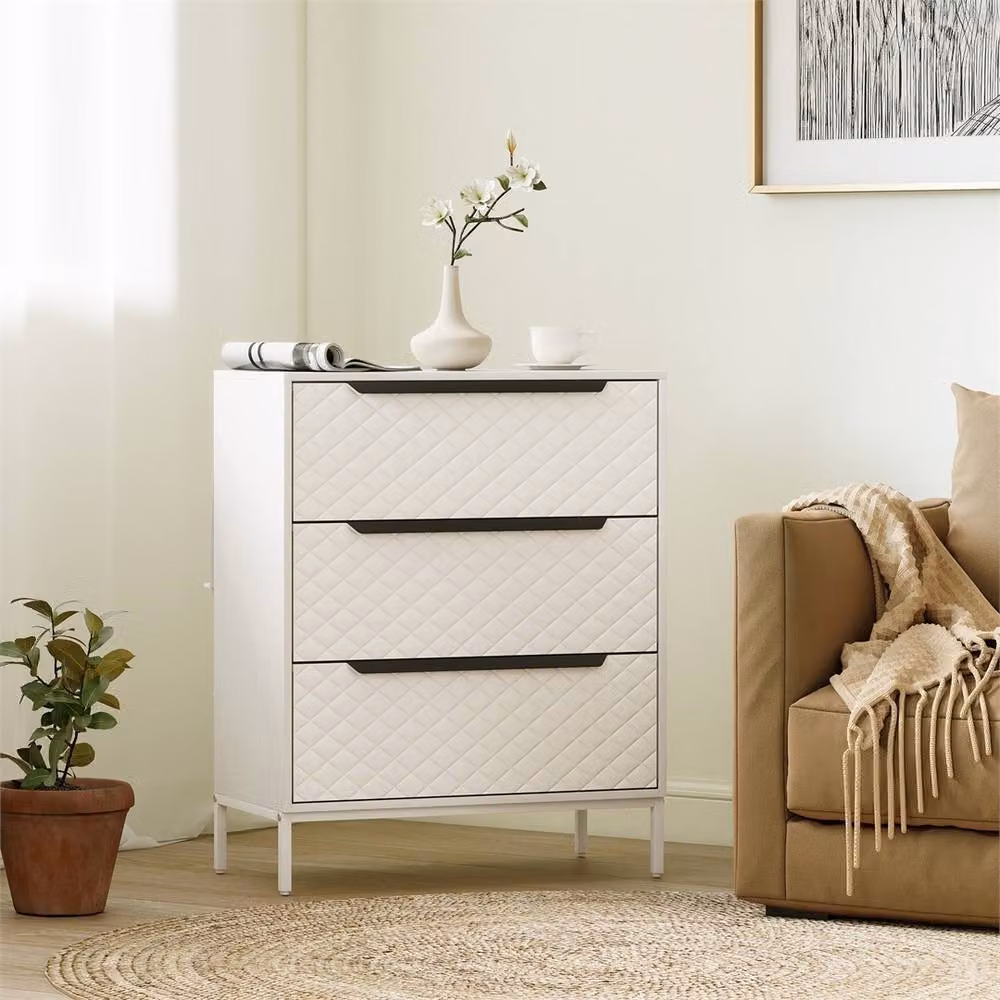 Kelvenix Modern 3 Drawer White Dresser for your Bedroom – 4