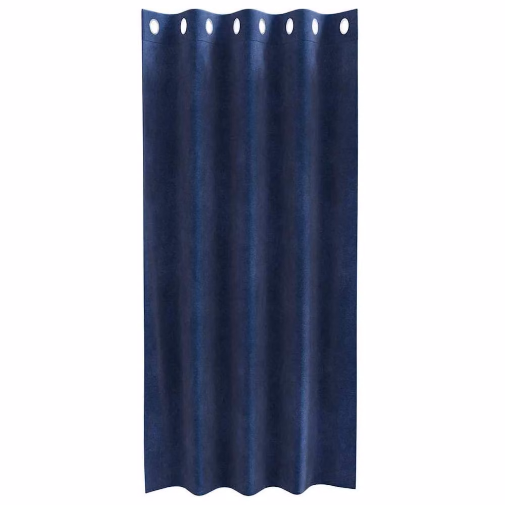 Berkfield Home Navy Blue Velvet Blackout Curtains with Eyelets, 2 Pack – 4