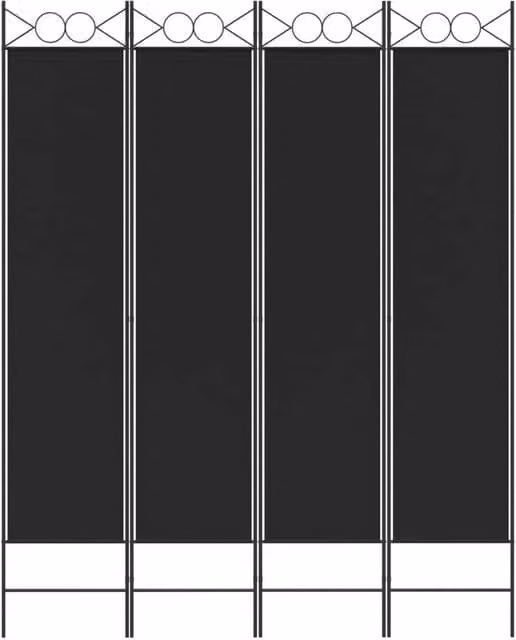 Berkfield Home 4-Panel Modern Room Divider in Black Metal, W/H: 160 x 200 cm