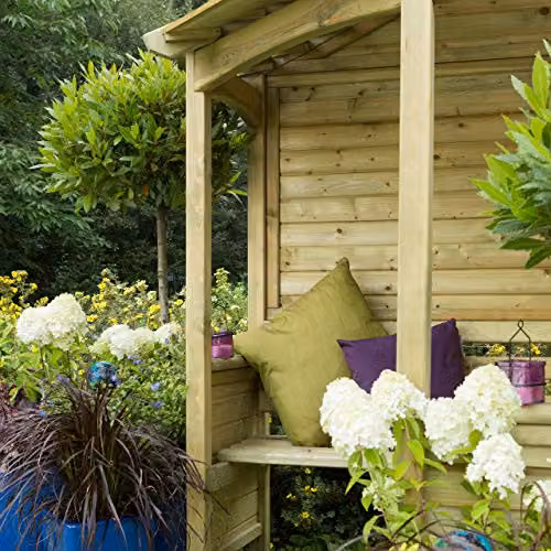 Forest Garden Venetian Corner Arbour in Brown Wood – 5