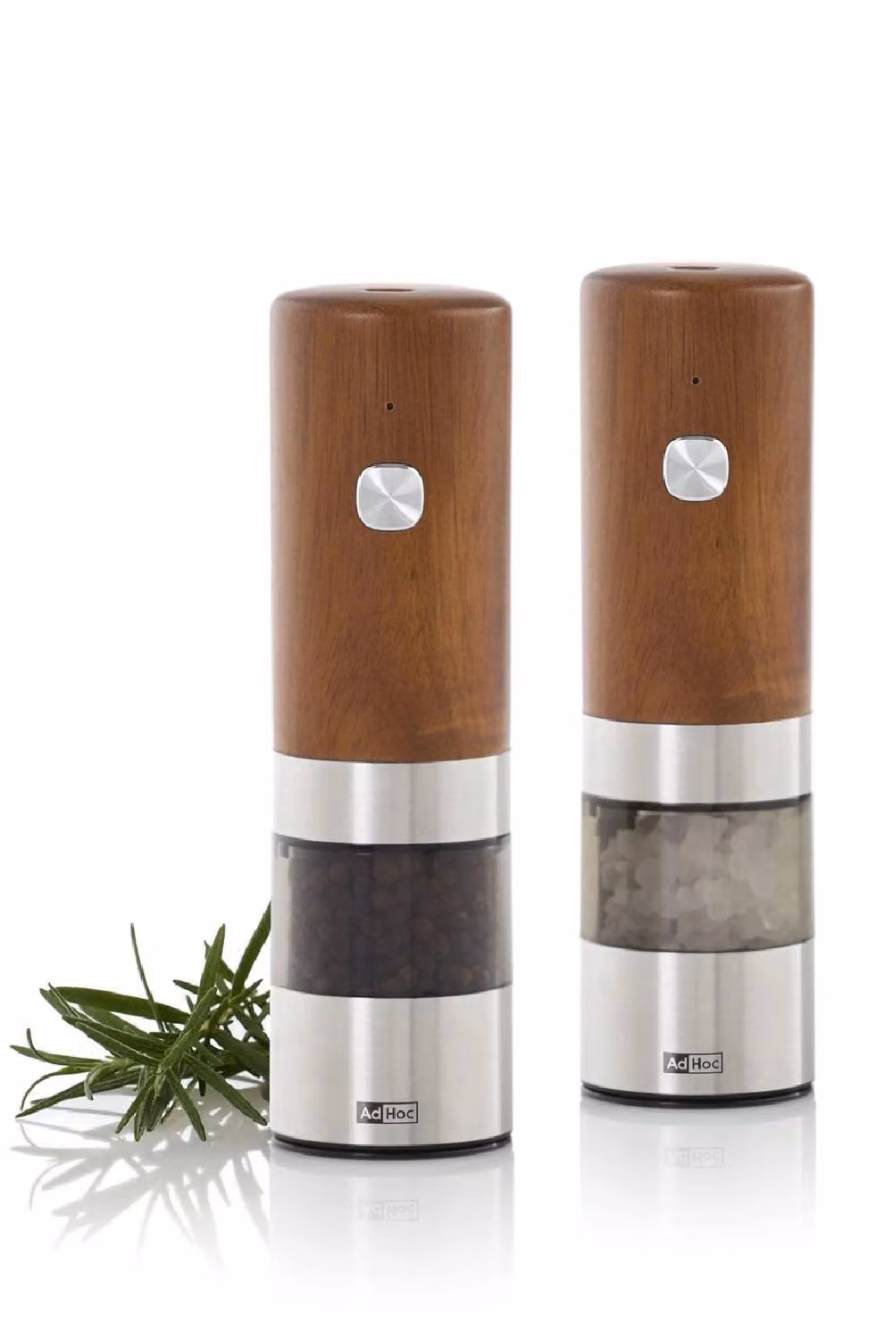 AdHoc Electric Acacia Wood Pepper and Salt Mill in Brown and Silver – 2
